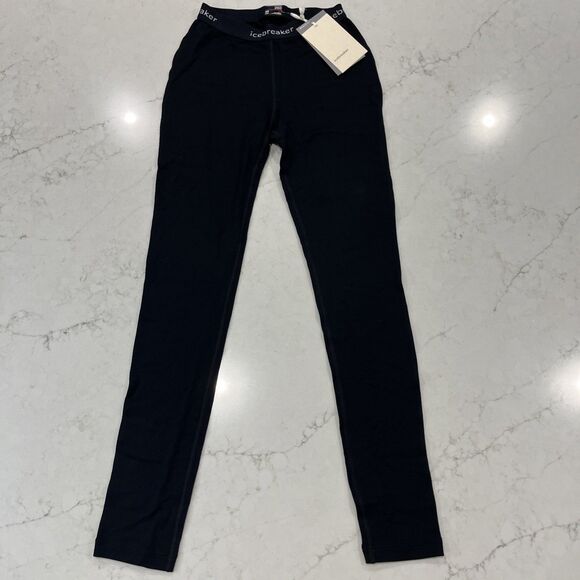 Icebreaker NEW 100% Merino Womens XS 260 Tech Leggings Black Base Layer Thermal - Picture 1 of 14